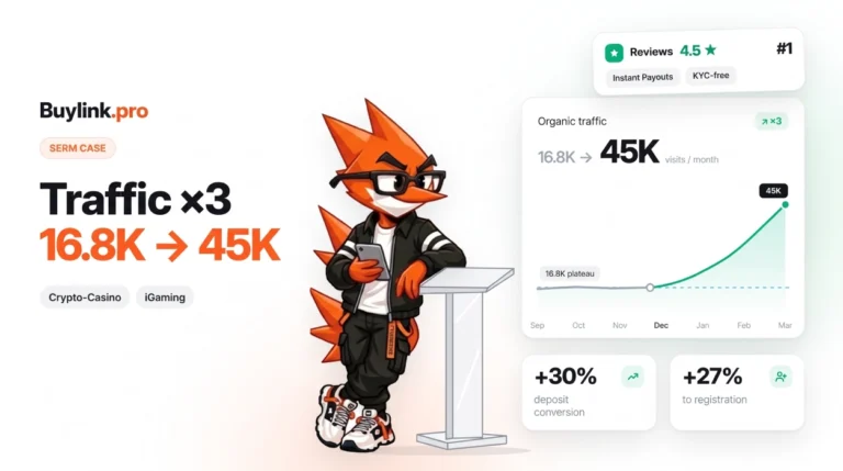 Crypto-Casino Case: How SERM-promotion of Trustpilot brought the brand to the TOP and increased organic traffic by 3 times