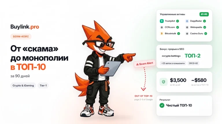 SERM-кейс в iGaming: От обвинений в скаме до монополии в ТОП-10 Google. Как за 90 дней очистить репутацию крипто-проекта и защитить депозиты