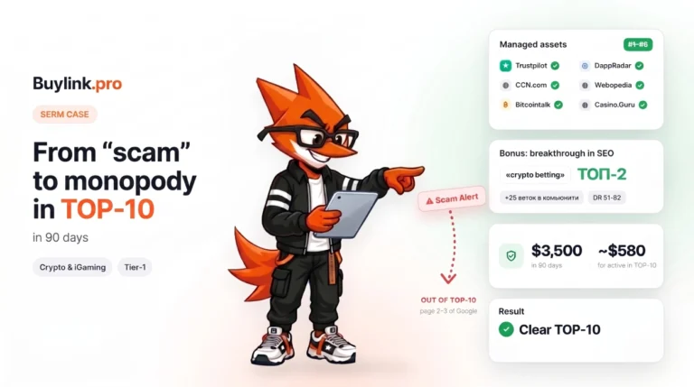 SERM case study in iGaming: From scam accusations to a monopoly in the Google TOP-10. How to clean the reputation of a crypto project and protect deposits in 90 days